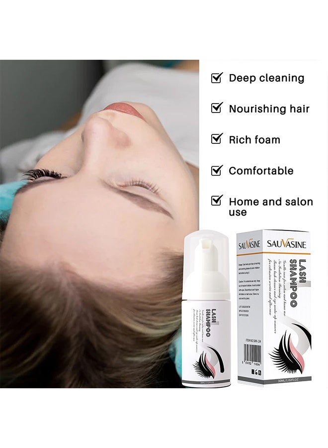 SAUVASINE Lash Shampoo, Eyelash Extension Cleanser, Lash Extensions Shampoo For Eyelash Care, Calm And Oil Balancing Eyelash Extension Shampoo For Salon And Home Use 30ML - Image 3